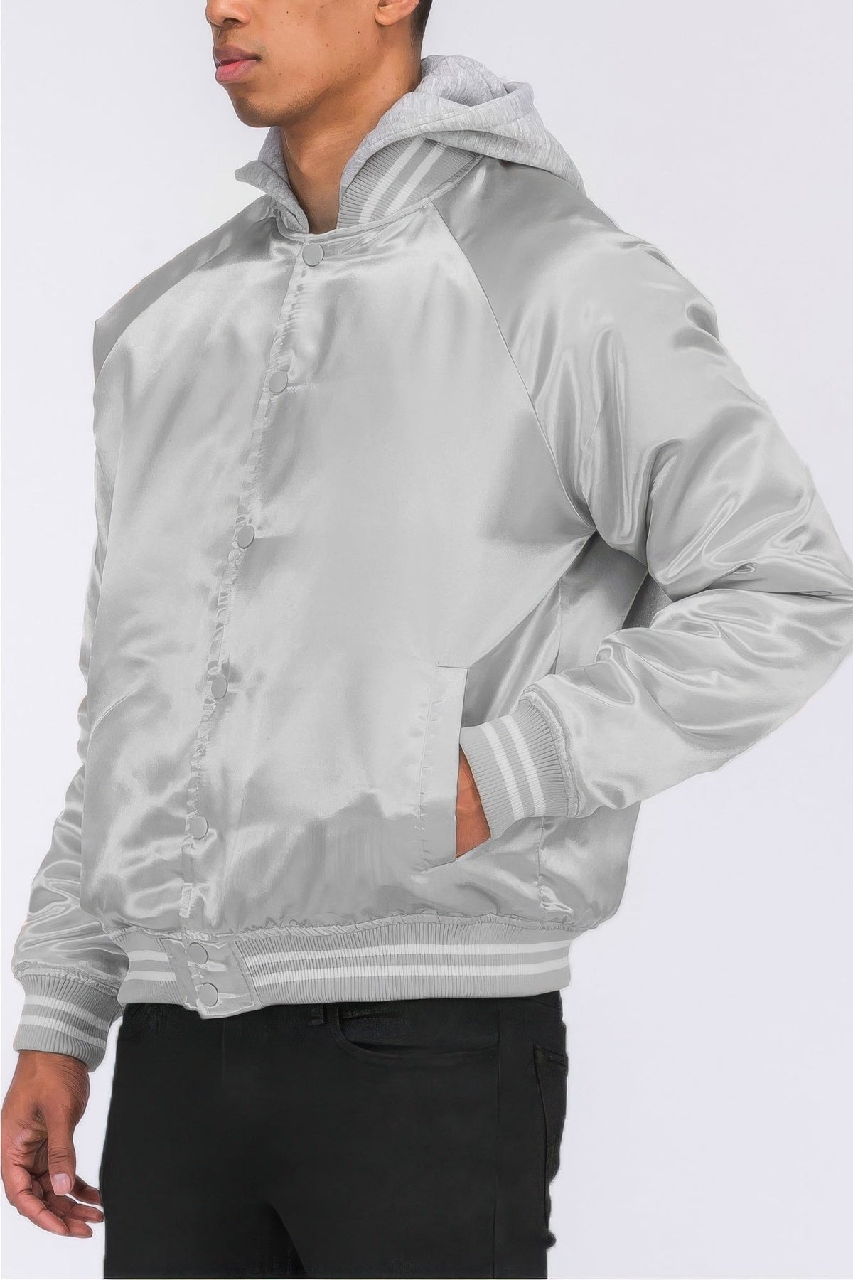 Satin Varsity Bomber Jacket - Clusimo
