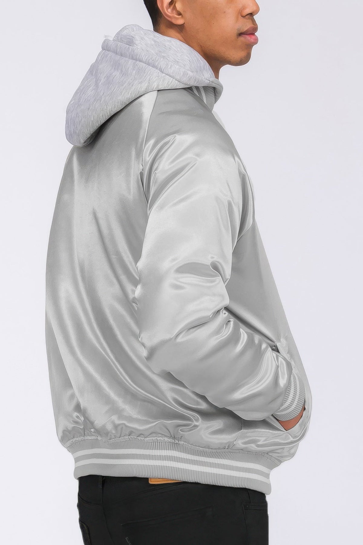 Satin Varsity Bomber Jacket - Clusimo