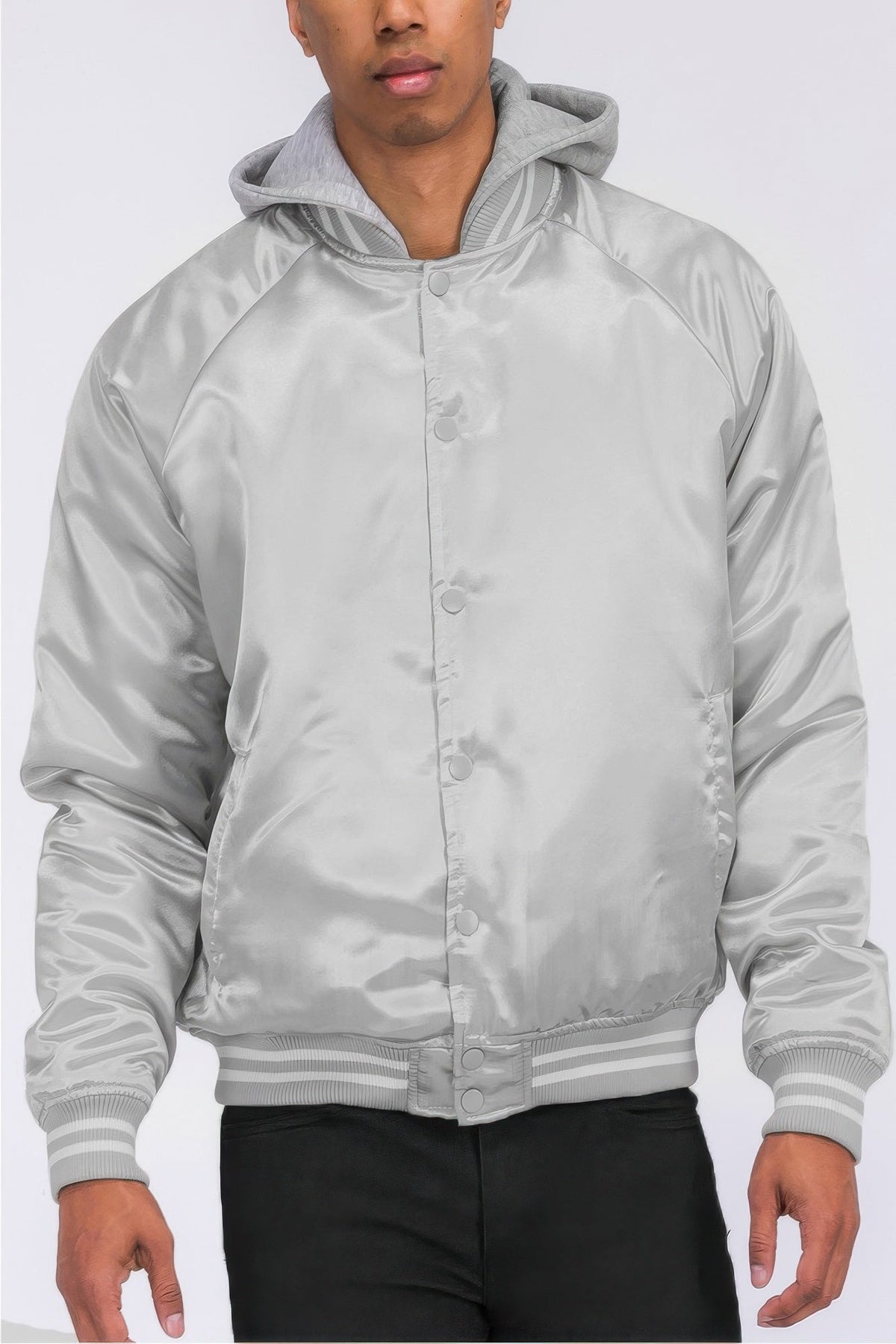 Satin Varsity Bomber Jacket - Clusimo