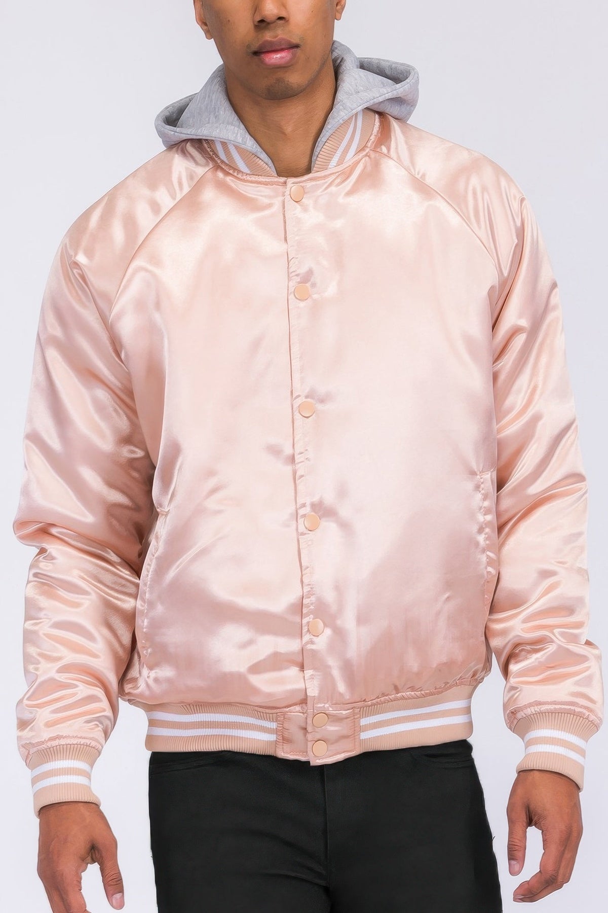 Satin Varsity Bomber Jacket - Clusimo
