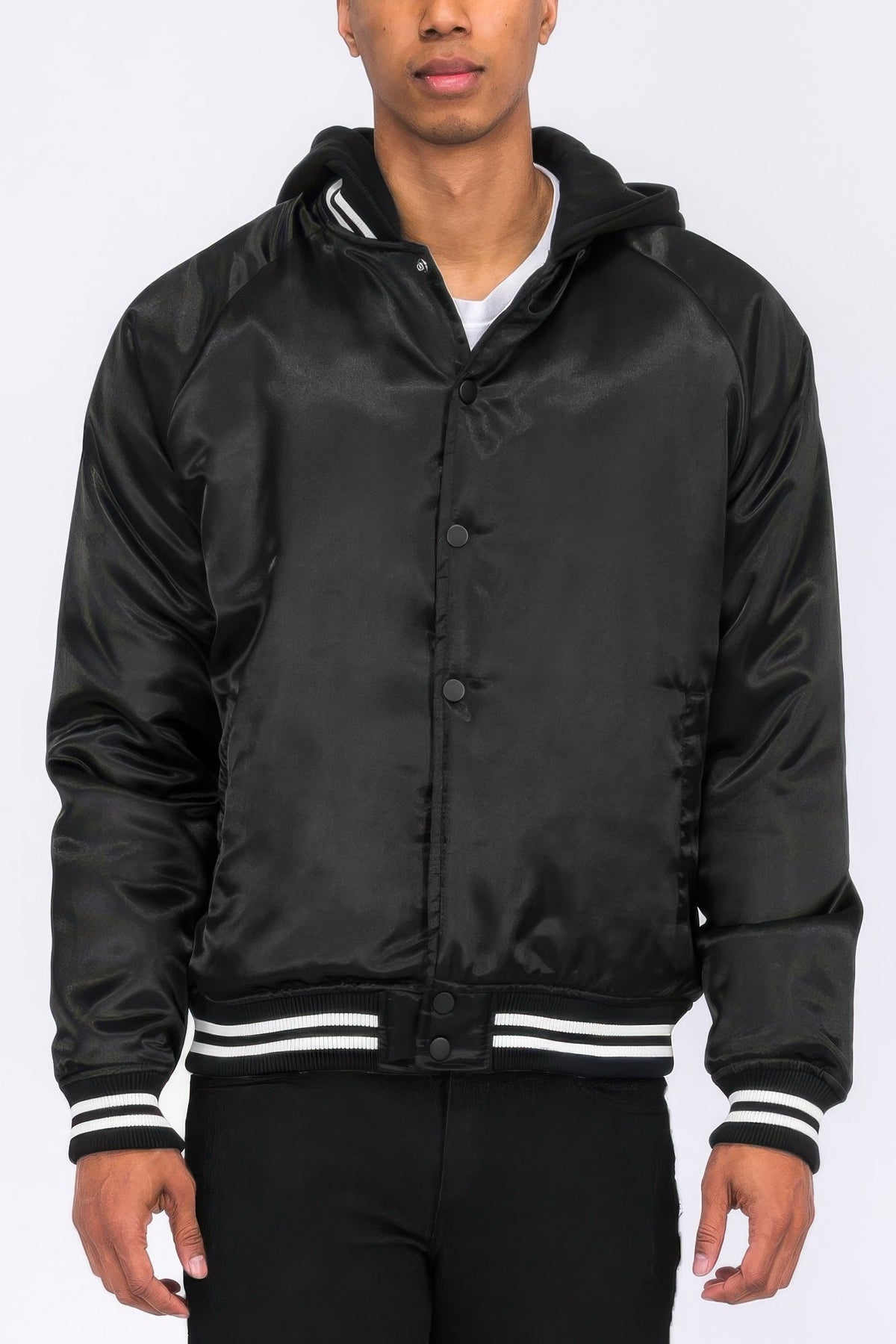 Satin Varsity Bomber Jacket - Clusimo
