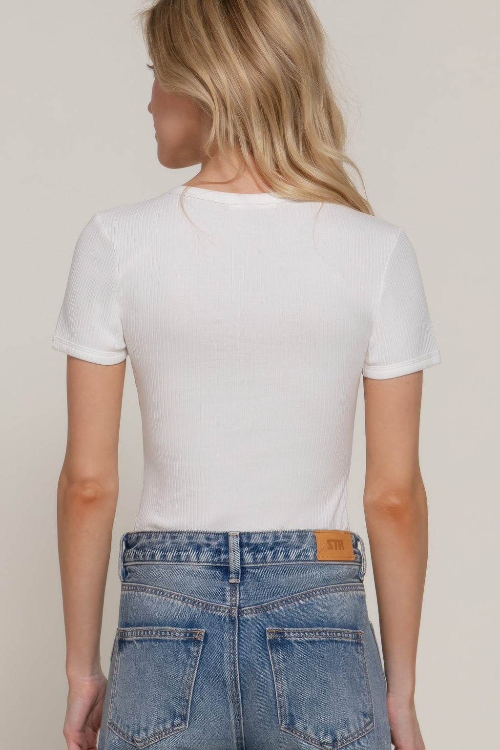 Short Slv Snap Button Rib Bodysuit - Clusimo