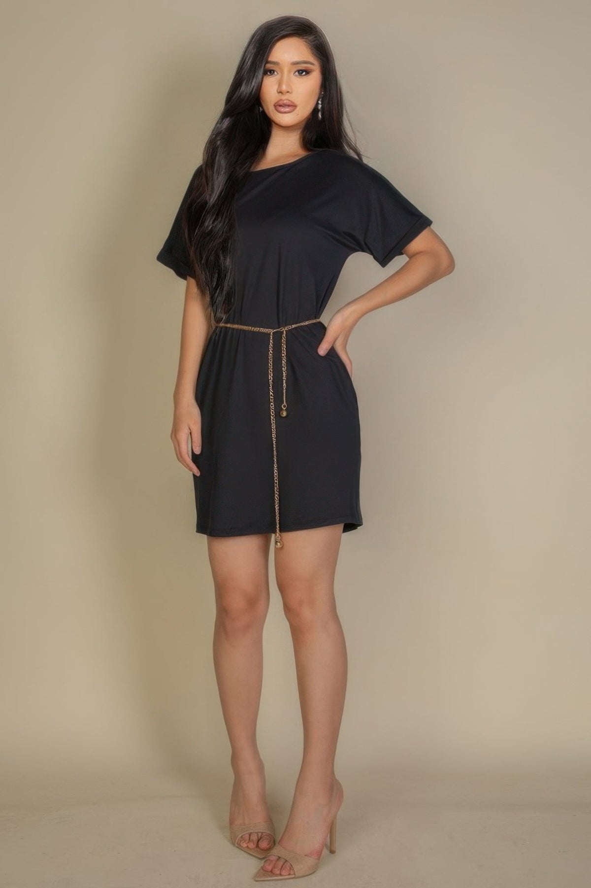 Side Pocket Double Folded Mini Dress - Clusimo