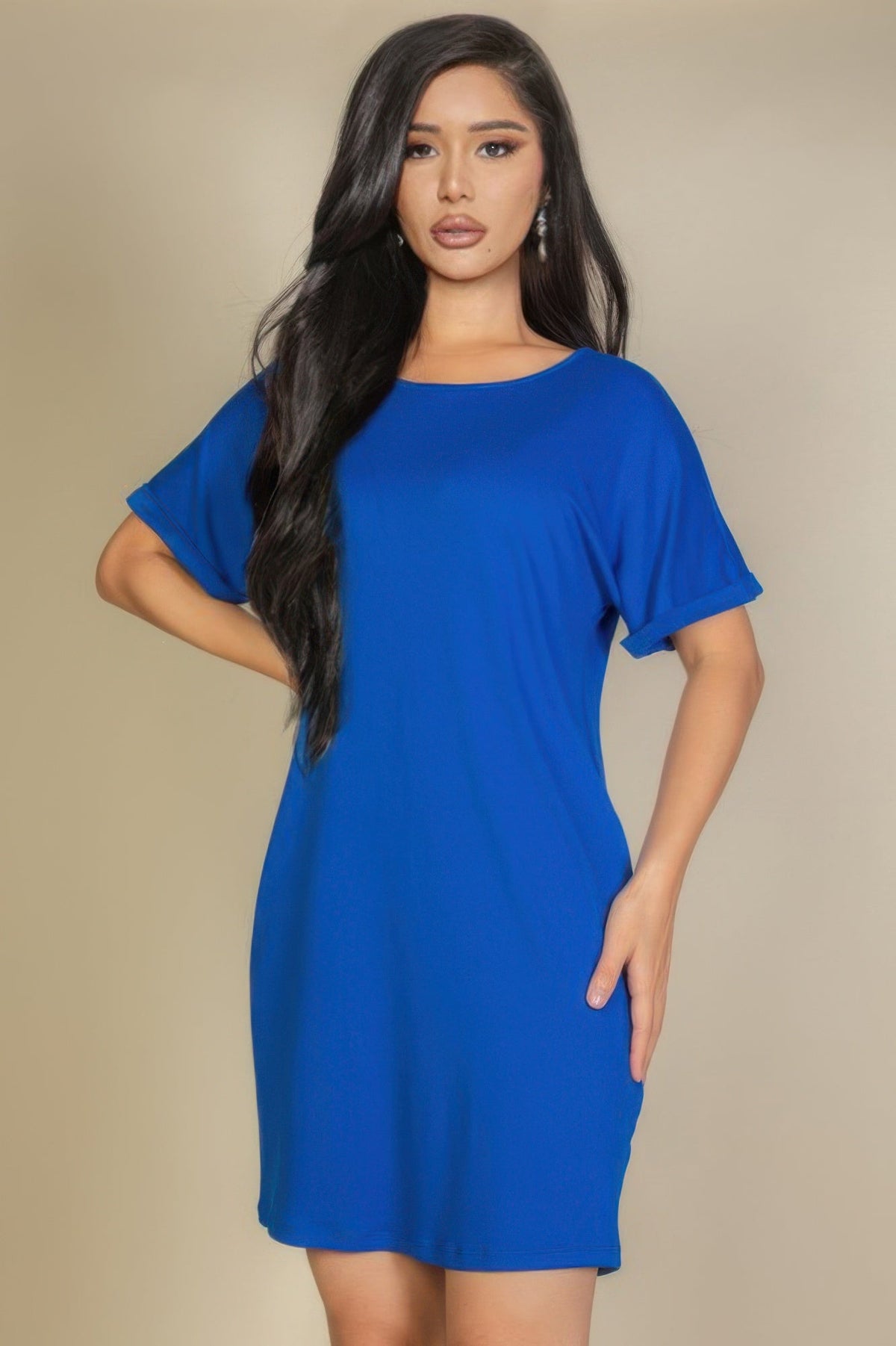 Side Pocket Double Folded Mini Dress - Clusimo