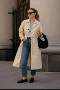 Solid Long Sleeve Trench Coat Woman Lined - Clusimo
