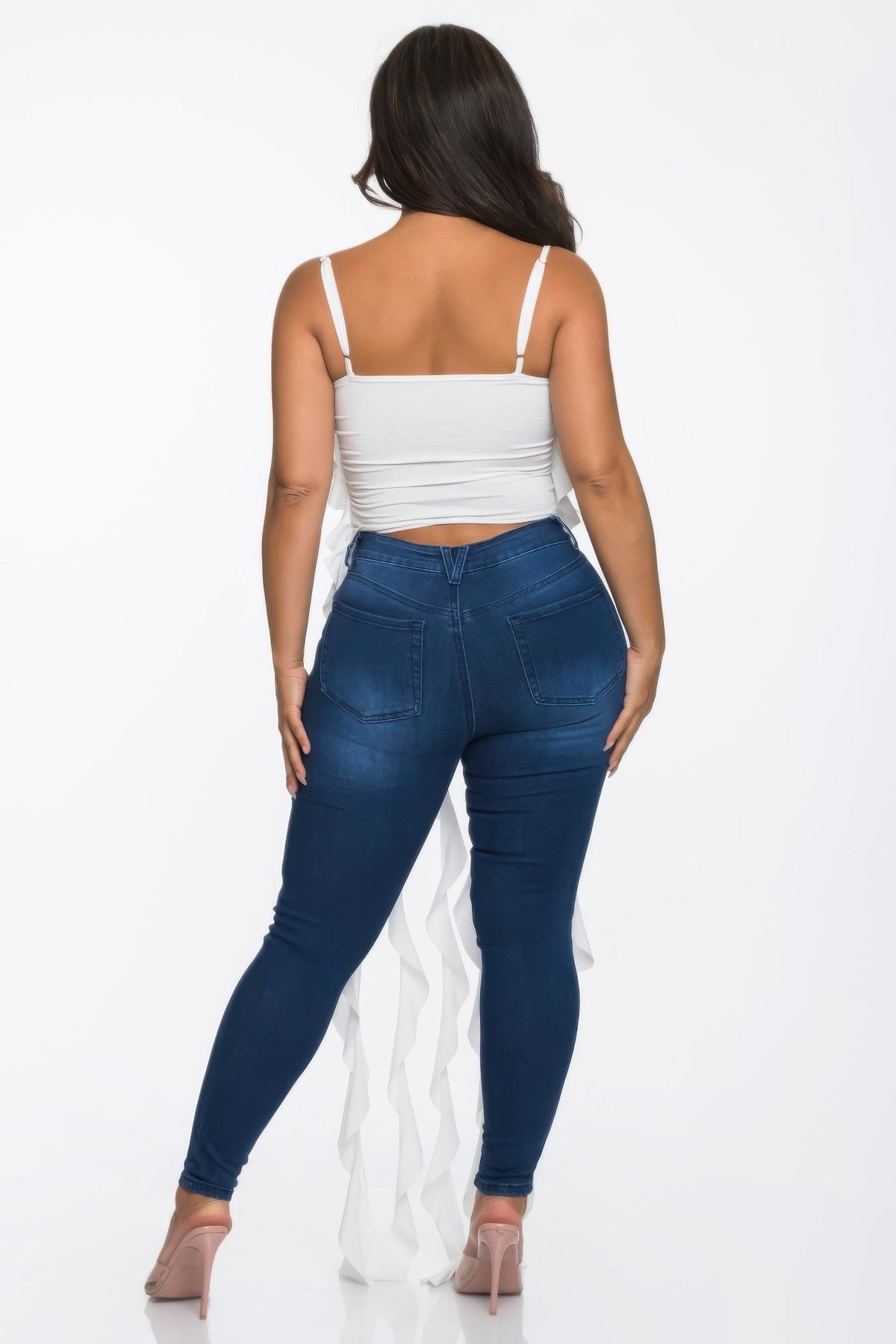 Solid Ruffle Casual Crop Top - Clusimo