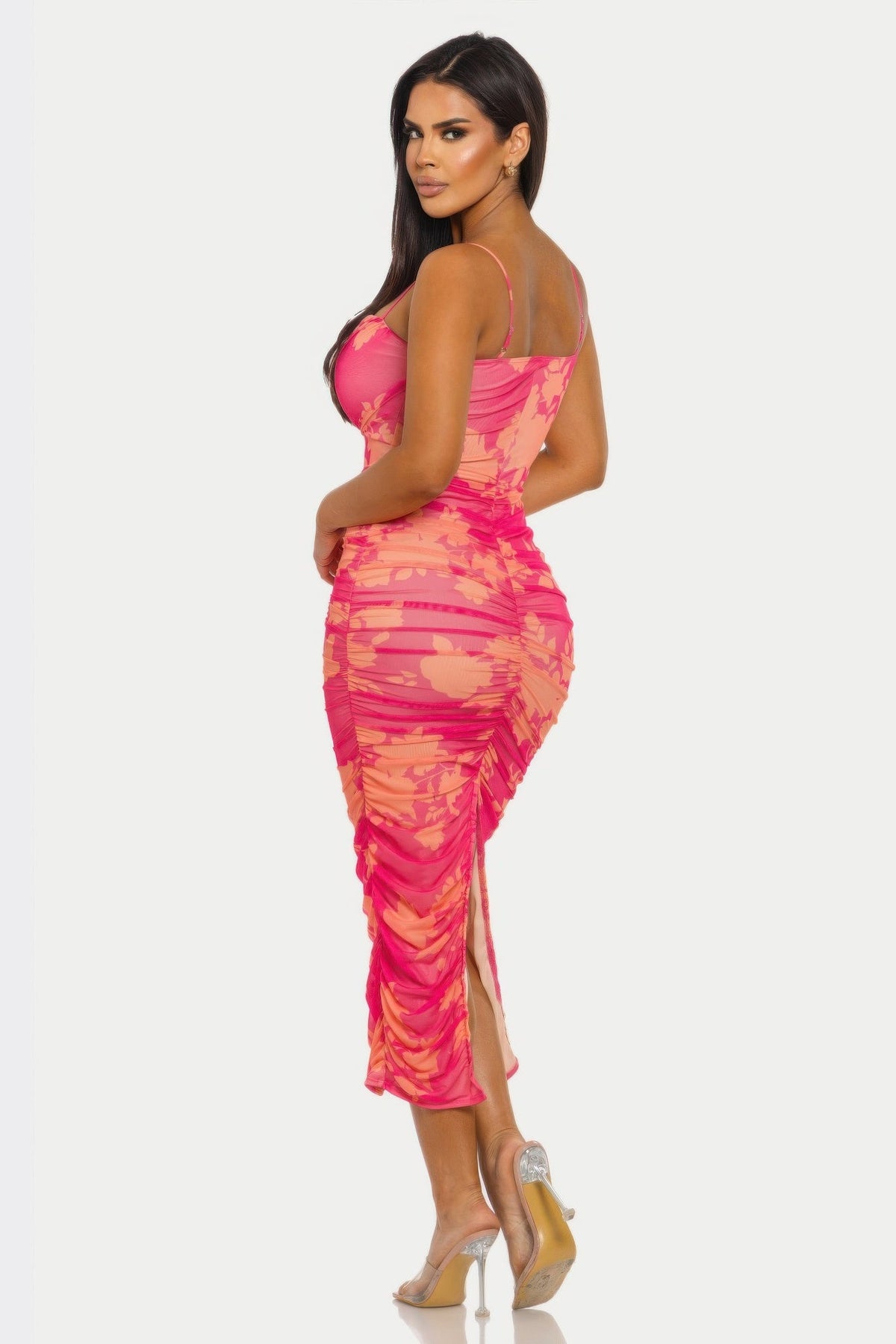 Sunset Bloom Mesh Dress - Clusimo