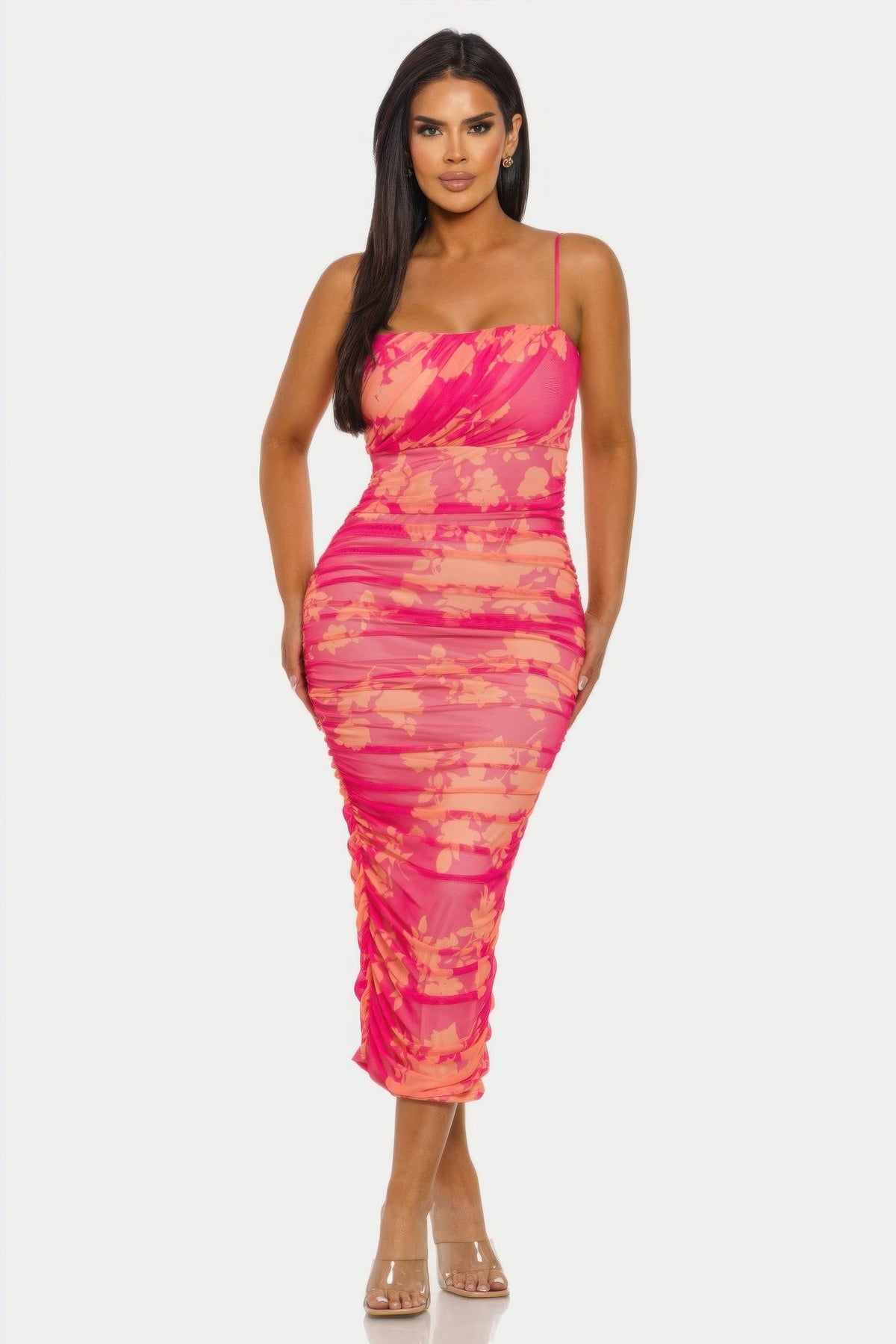 Sunset Bloom Mesh Dress - Clusimo