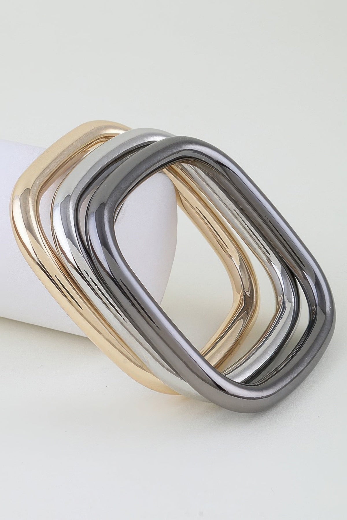 Triple Polished Cubic Cuff Bracelet - Clusimo