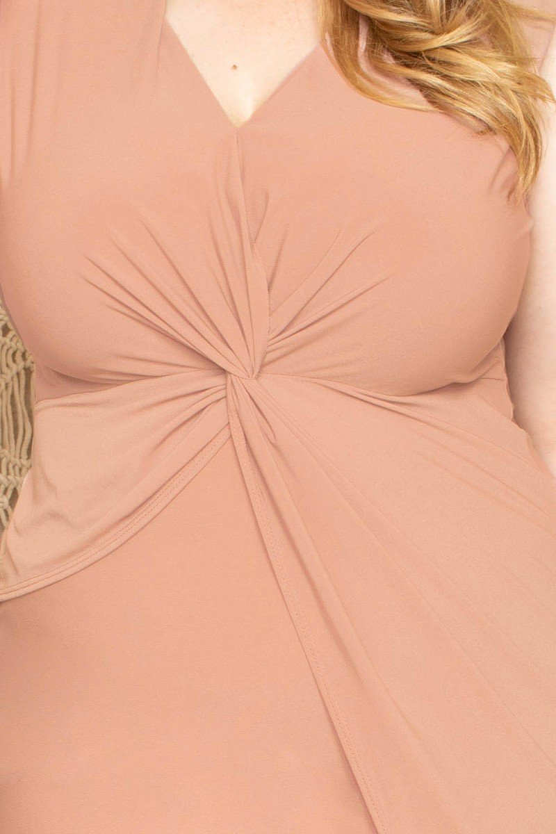 Twist Waist Plus Size Mini Dress - Clusimo