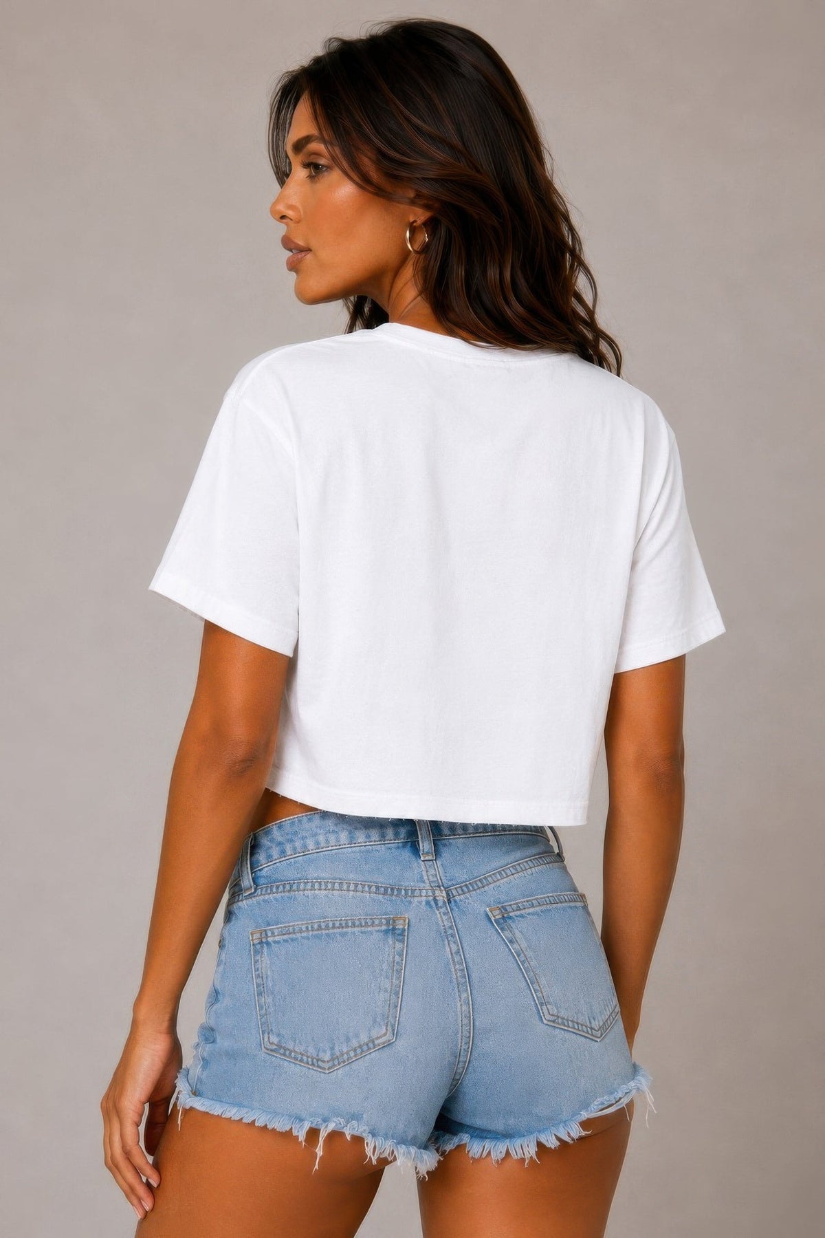 Usa Star Print Cropped Cotton Tshirt - Clusimo