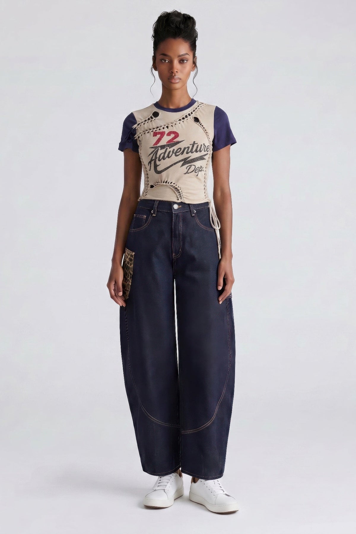 Varsity Renegade Lace-up Graphic Tee - Clusimo