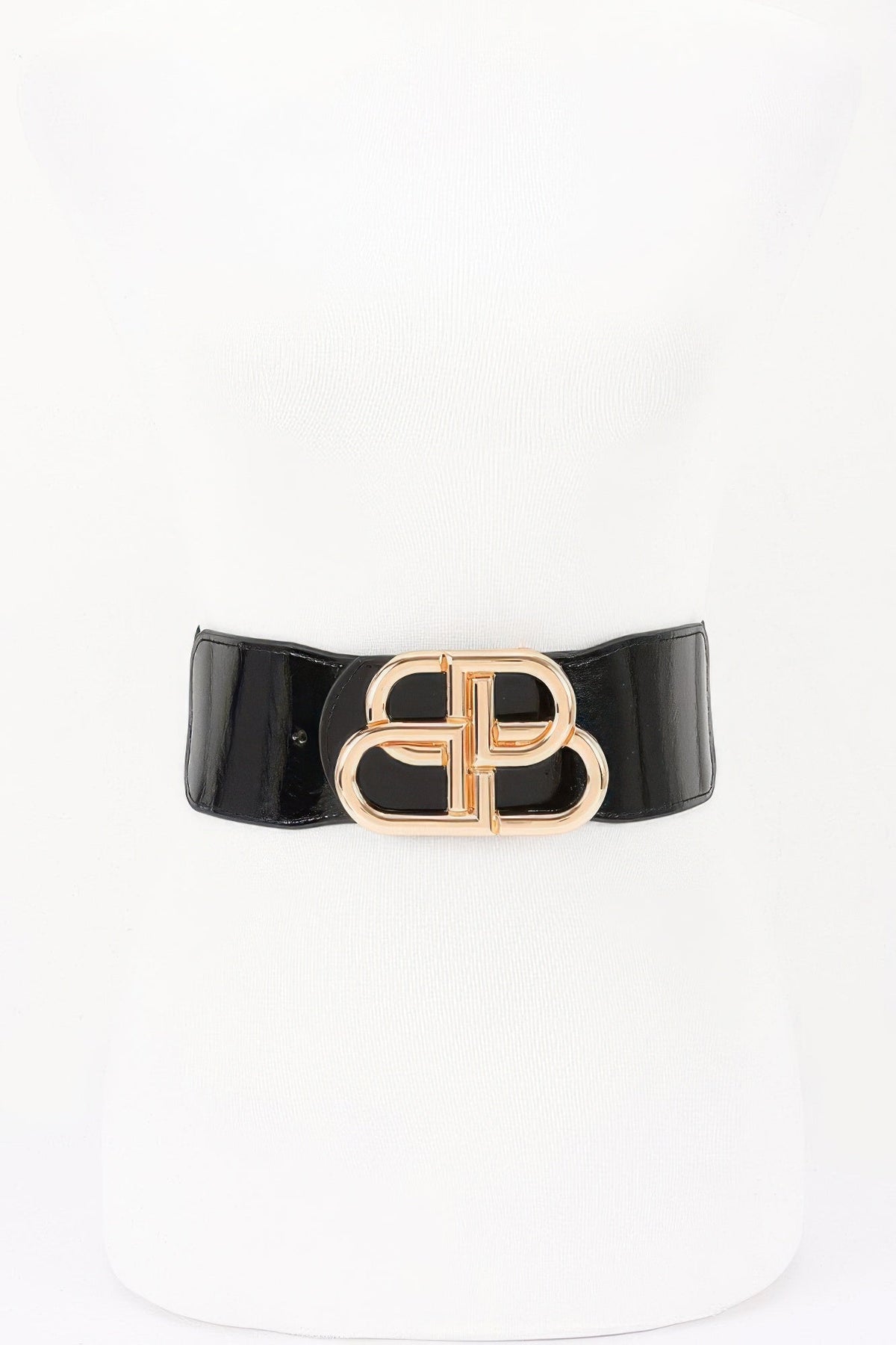 Vegan Leather Metal Buckle Elastic Plus Size Belt - Clusimo