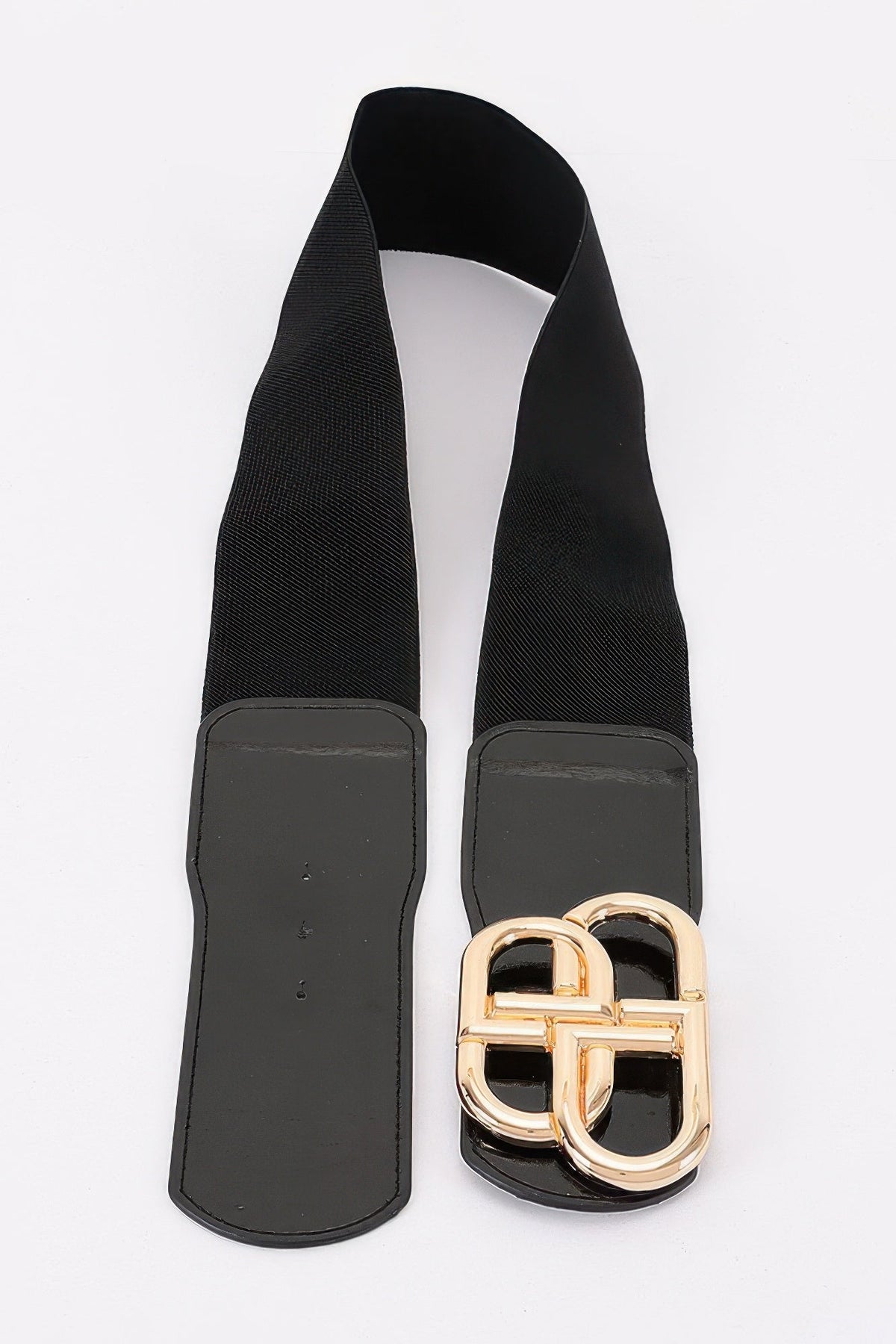Vegan Leather Metal Buckle Elastic Plus Size Belt - Clusimo